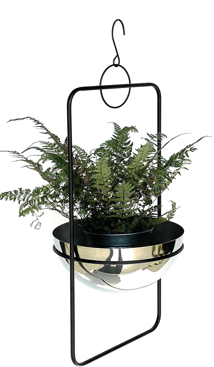 DanDiBo Blumenampel Innen Metall Wand Hängepflanzen 67 cm 96083 L mit Topf Silber Pflanzenhänger Blu