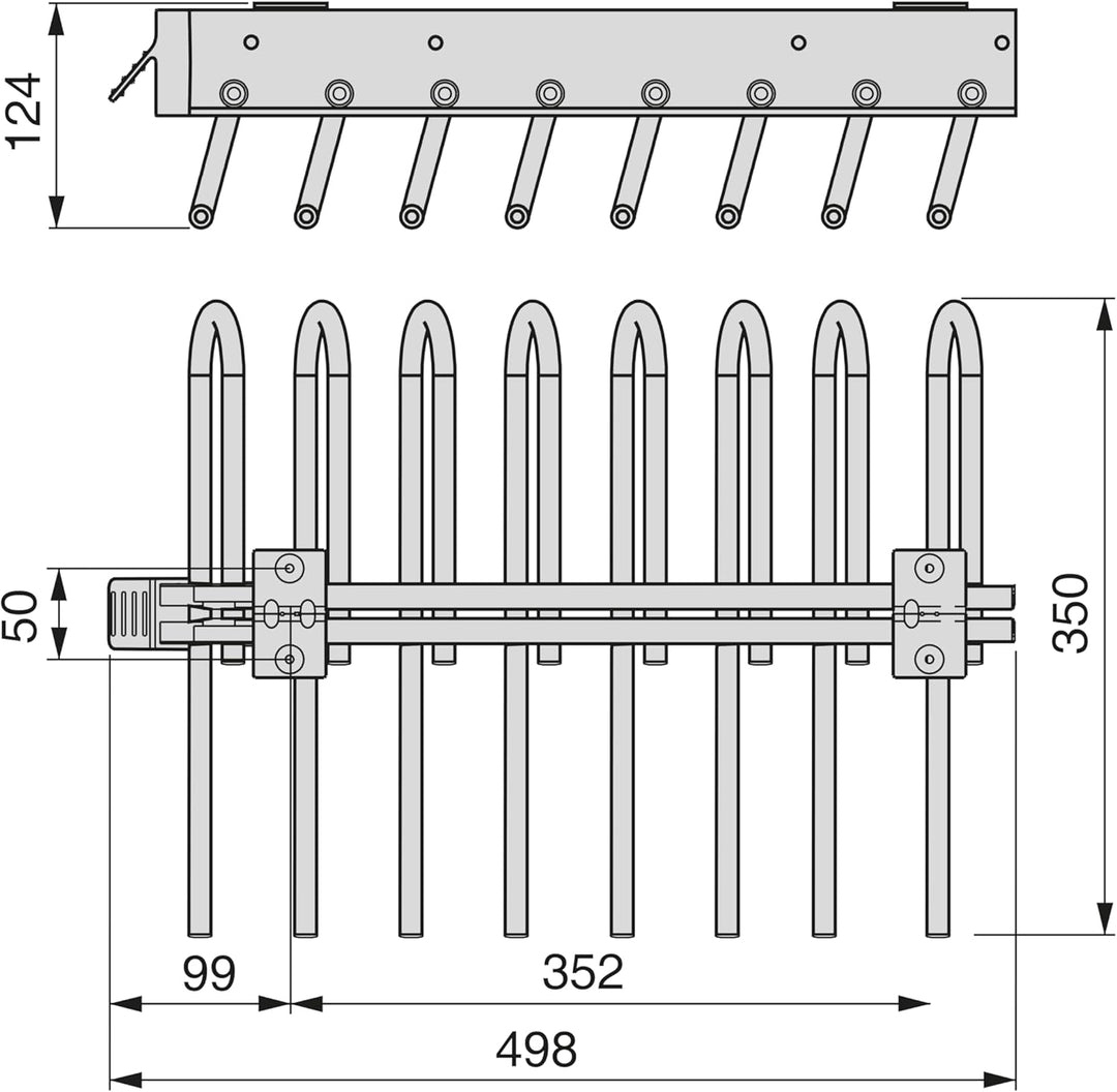 Emuca - Ausziehbarer Hosenbügel, Links, Stahl und Kunststoff, Titanium Linken seite Titanium, Linken