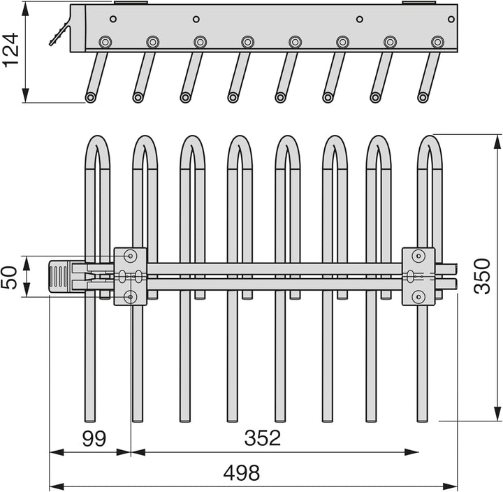 Emuca - Ausziehbarer Hosenbügel, Links, Stahl und Kunststoff, Titanium Linken seite Titanium, Linken