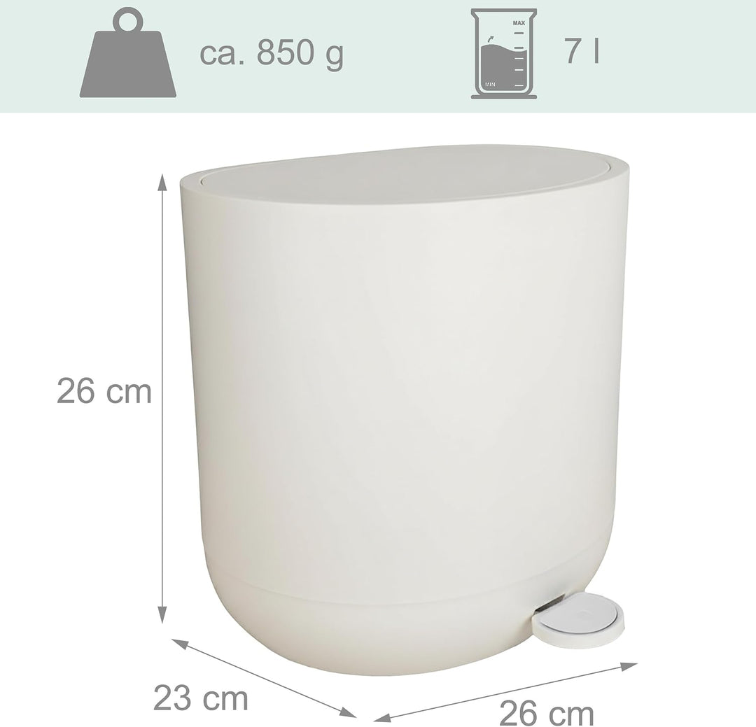 Relaxdays Mülleimer, 7 Liter, Absenkautomatik, Fusspedal, entnehmbarer Inneneimer, Kosmetikeimer, Ma