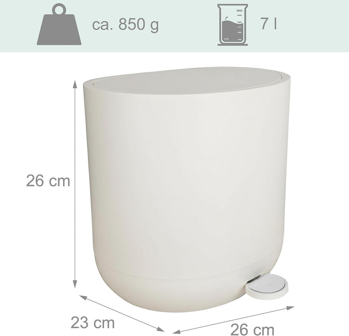 Relaxdays Mülleimer, 7 Liter, Absenkautomatik, Fusspedal, entnehmbarer Inneneimer, Kosmetikeimer, Ma