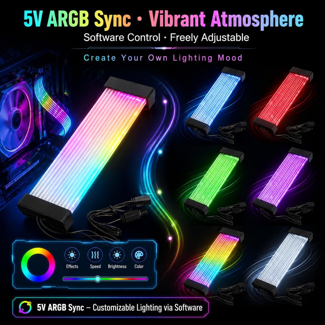 24 Pin zu 24 Pin PSU -Kabel, ARGB Stromkabel für Grafikkarte, 5V ARGB Beleuchtung Sync PC Case Decor