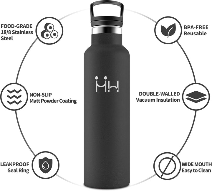 HoneyHolly Trinkflasche 750ML, BPA-Frei, Trinkflasche Edelstahl, Auslaufsichere Isolierflasche Doppe