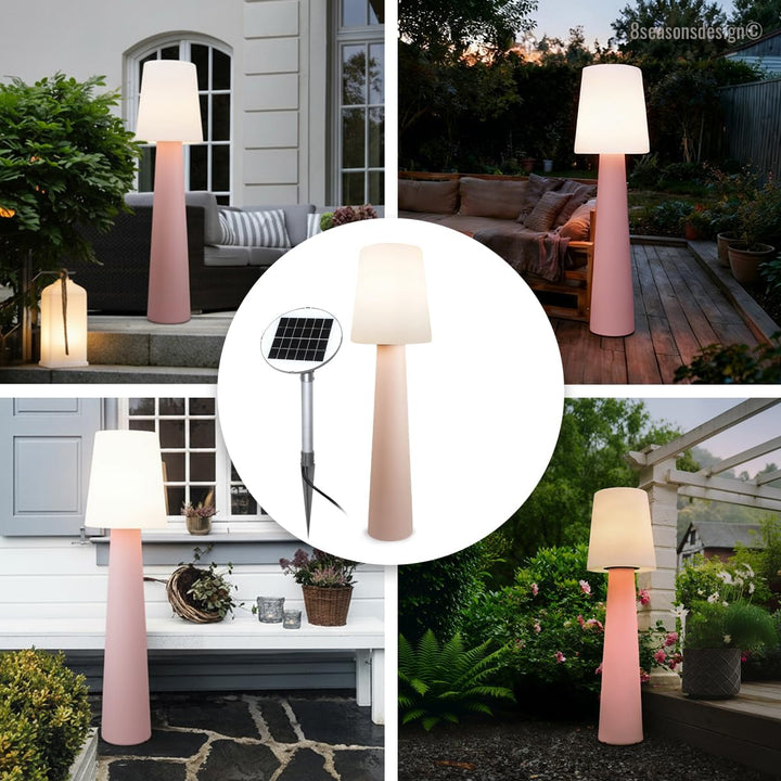 8 seasons design Solar LED Stehlampe No. 1-160cm gross (Rosa), warmweisses Licht, Solarlampe mit Däm