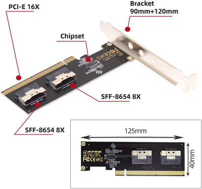 NFHK Dual Slimline SFF-8654 8X 4 NVME auf PCIE Express 3.0 4.0 Raid Card VROC Raid0 Hyper Adapter Du