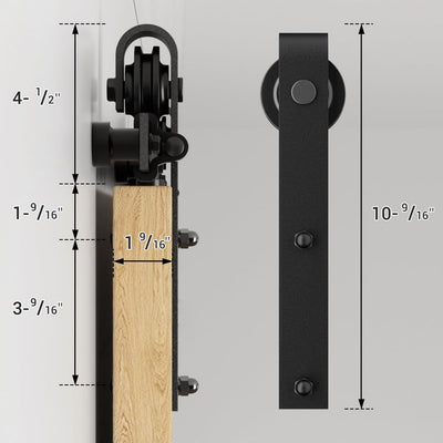 167cm/5.5FT Schiebetürbeschlag Set Schiebetürsystem Zubehörteil für Schiebetüren Innentüren, Schwarz