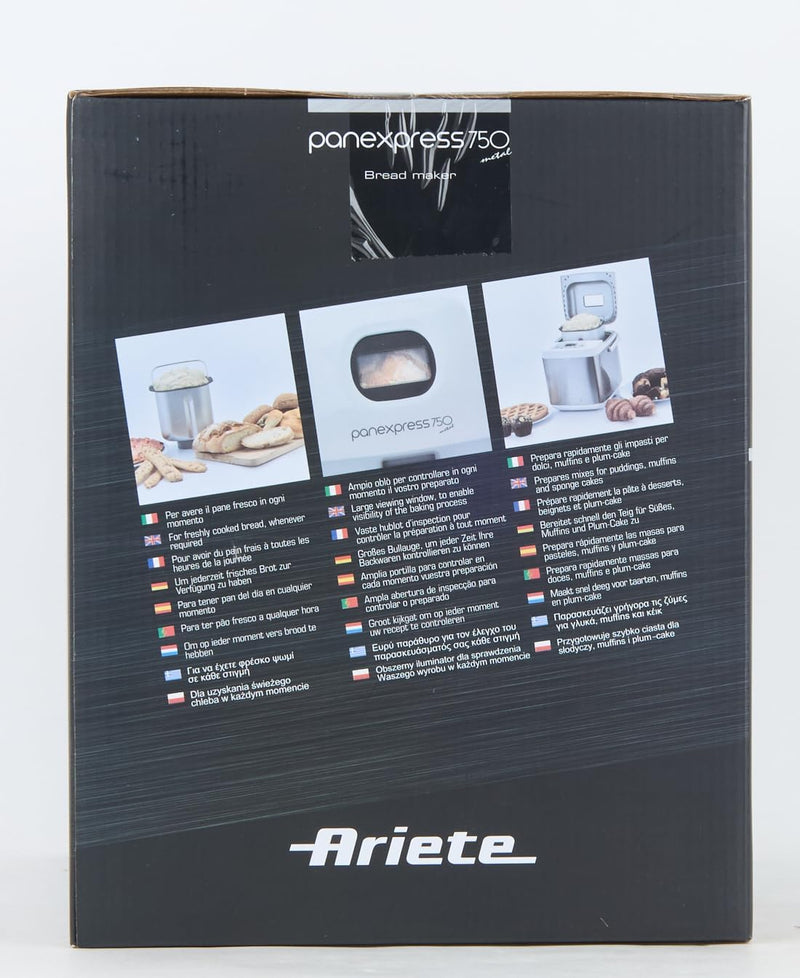 Ariete 132 Panexpress 750 Metal - Brotmaschine - Kneten, Sauerteig, Backen - 19 Programme - Brot, Pi