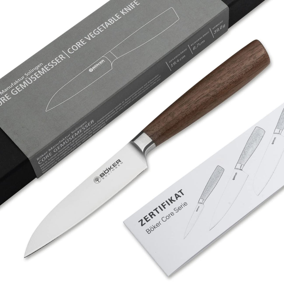 BÖKER SOLINGEN® Core Profi Gemüsemesser extrem scharf mit Holzgriff rostfrei - Premium Obstmesser mi