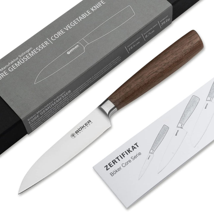 BÖKER SOLINGEN® Core Profi Gemüsemesser extrem scharf mit Holzgriff rostfrei - Premium Obstmesser mi