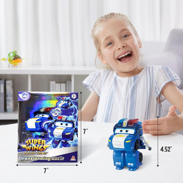 Super Wings Transformations-Flugzeug Supercharged Lucie, ca. 12,7 cm grosse Spiel-Figur für Kinder,