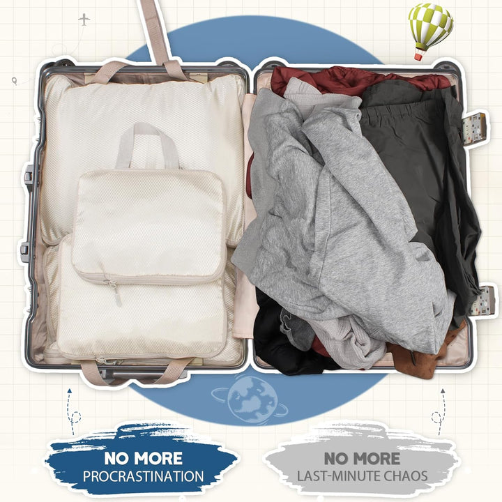 Kompressionstaschen für Koffer, Large Packwürfel für Suitcase, Wasserdichte Reise Kompressionsbeutel