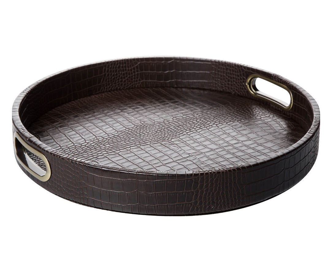 SIGNATURE HOME COLLECTION Tablett, Lederimitat, Braun