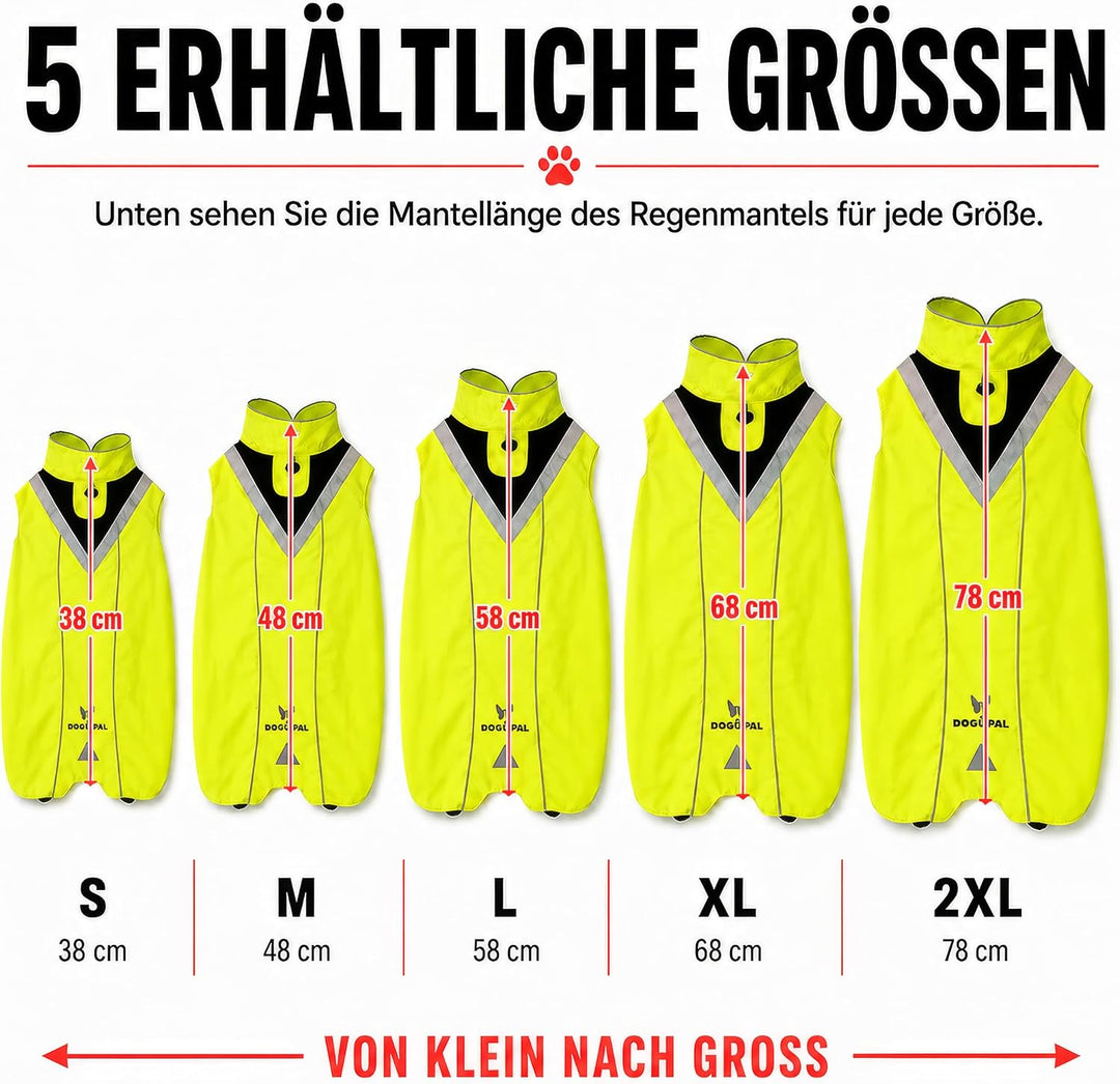 DOGOPAL Regenmantel Hund wasserdicht für kleine &amp; grosse Hunde - Gelber Hunderegenmantel mit Reflekt