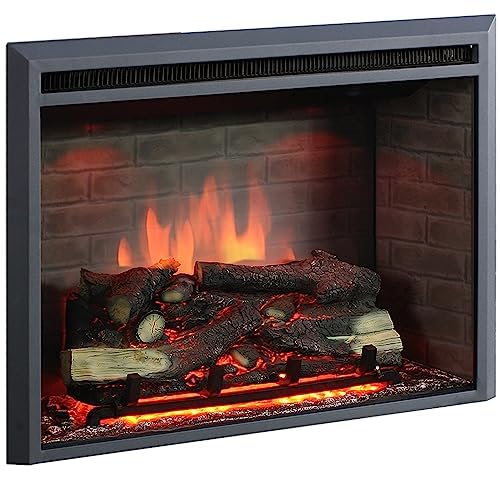 RICHEN Calida 26'' Elektrokamin - Elektrischer Einbaukamin mit Heizung 1000/2000 W, realistischer 3D