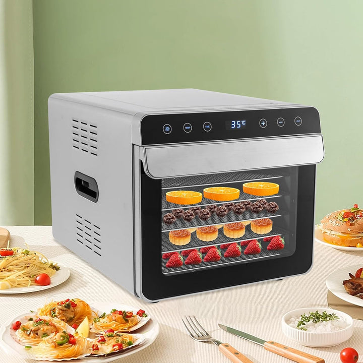 Dörrautomat, Edelstahl Dörrgerät mit 6 Einlegefächer Obsttrockner Food Dehydrator Dörrapparat für Ob