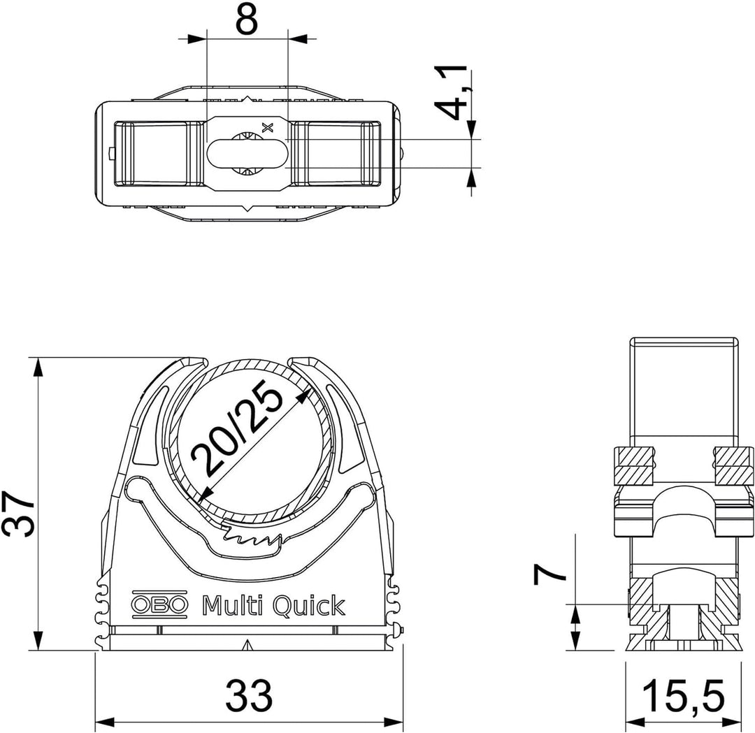 BETTERMANN Rohrschelle Quick M25, 24.3mm, Kst, gr M-Qu