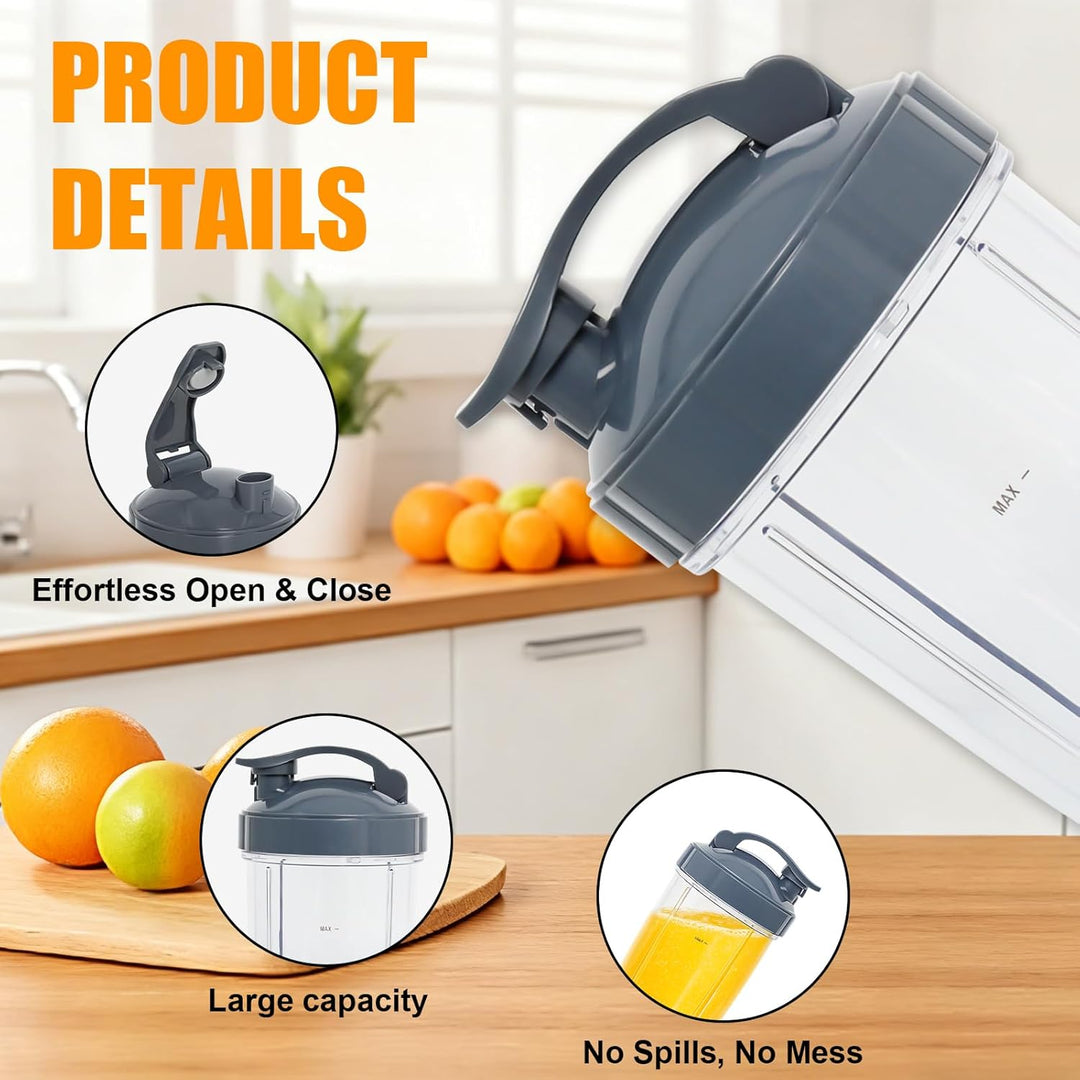 Poweka Ersatzteile Kompatibel mit Nutribullet 600 W/900 W Mixer, 2 Gläser à 32 oz mit Klappdeckel Ko