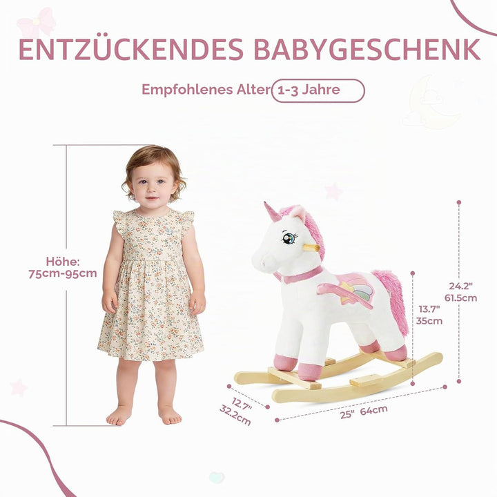 FUNLIO Einhorn-Schaukelpferd für Babys, Regenbogenfee-Einhorn-Schaukelpferd für Kleinkinder 1-3 Jahr