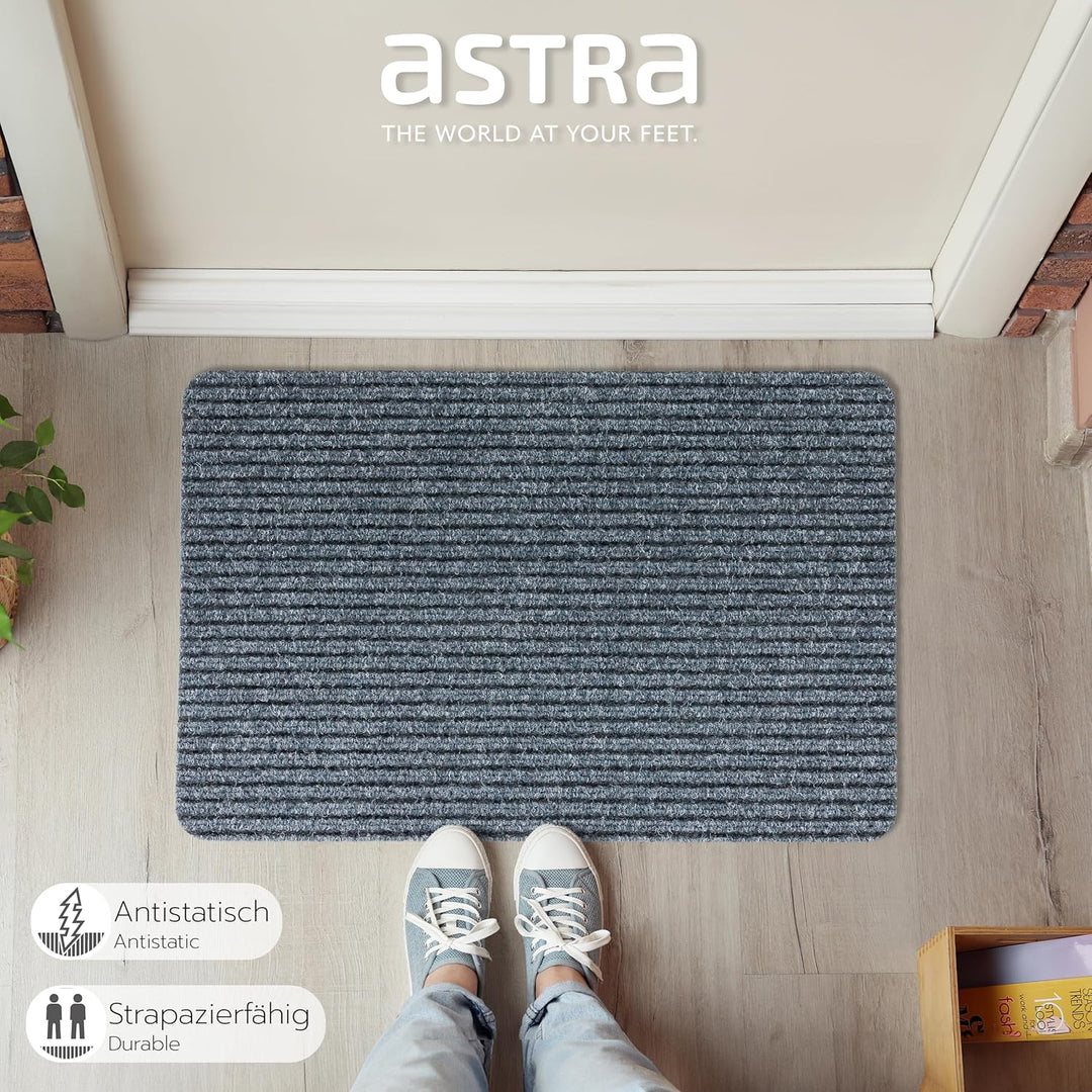 Astra Fussmatte innen grau Schmutzfangmatte rutschfest – Türmatte 50x80 cm 2er Set wasserabweisend –