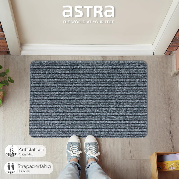 Astra Fussmatte innen grau Schmutzfangmatte rutschfest – Türmatte 50x80 cm 2er Set wasserabweisend –