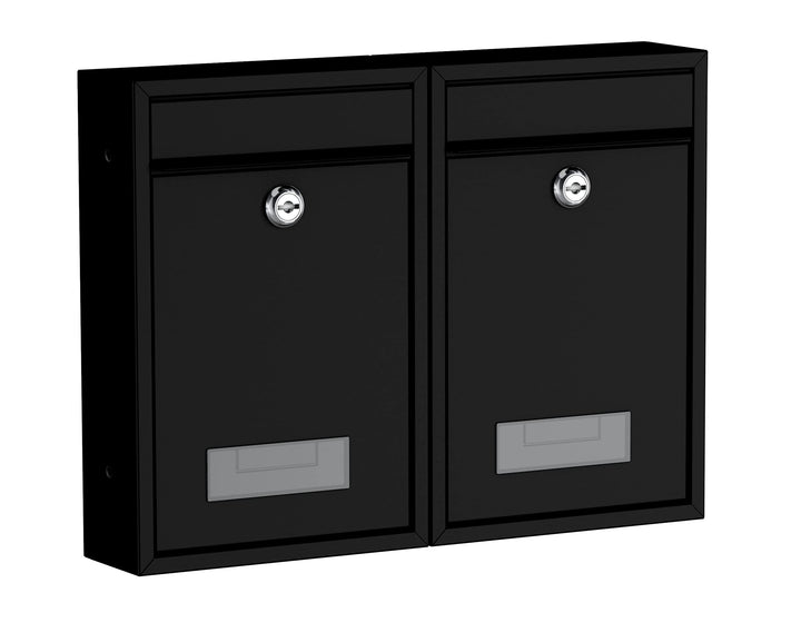 BASI | 2er Set Briefkasten | Wandbriefkasten Kompaktbriefkasten | DIN B5 | Namensschild jeweils 2 Sc