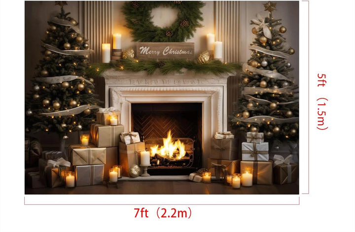 Kate 2.2x1.5m Weihnachtsbaum Hintergründe Kamin Backdrop Party Dekoration Hintergrund Weihnachten Fo