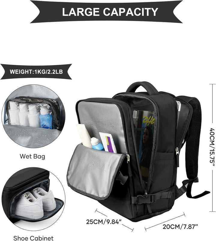 SZLX Grosser Reiserucksack Damen,Ryanair Handgepäck 40x20x25 Rucksack Easyjet Cabin Bag Rucksack Was