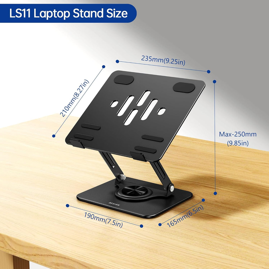 BESIGN LS11 Laptop ständer mit 360 Drehbarer Basis, Verstellbarer ergonomischer Notebook-Ständer, La