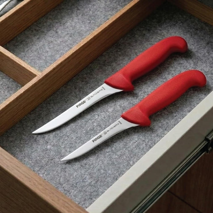 Pirge Butcher's Ausbeinmesser Profi Messer 12,5 cm Rot Schlachtermesser - Fleischermesser - Stechmes