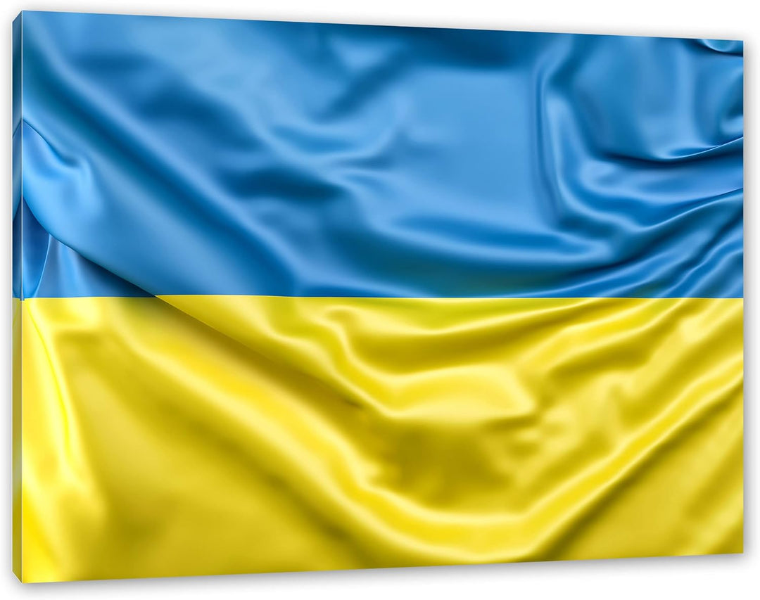 Pixxprint Ukraine Flagge als Leinwandbild | Grösse: 120x80 cm | Wandbild | Kunstdruck | fertig bespa