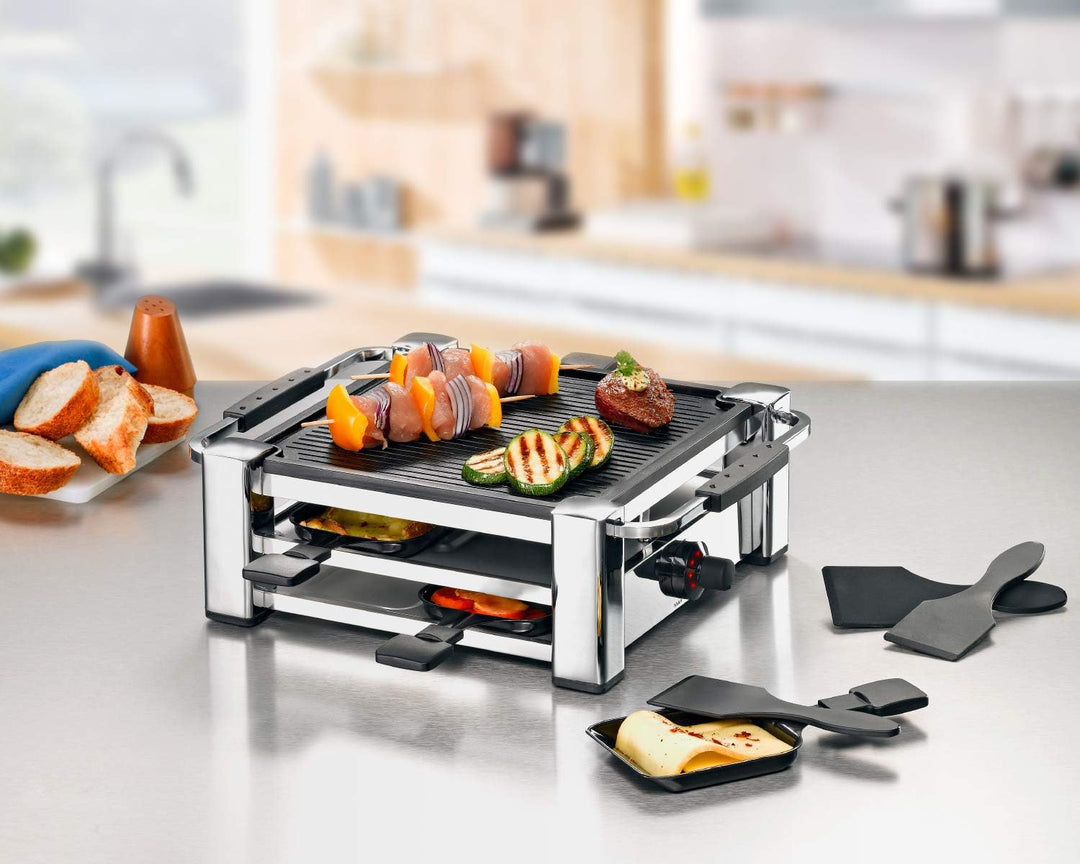 ROMMELSBACHER RCC 1000 Raclette-Grill (Tischgrill, für 4 Personen, gerippte Alu-Druckguss-Grillplatt