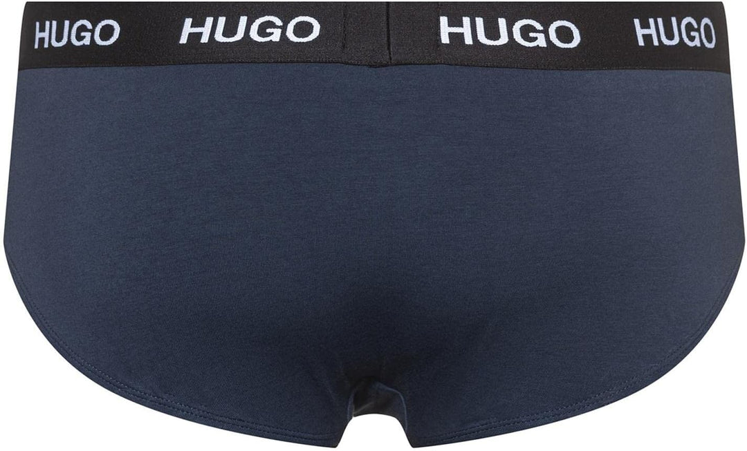 HUGO Herren HIPBRIEF TRIPLETPACK Dreier-Pack Slips aus Stretch-Baumwolle mit Logo am Bund, Navy410