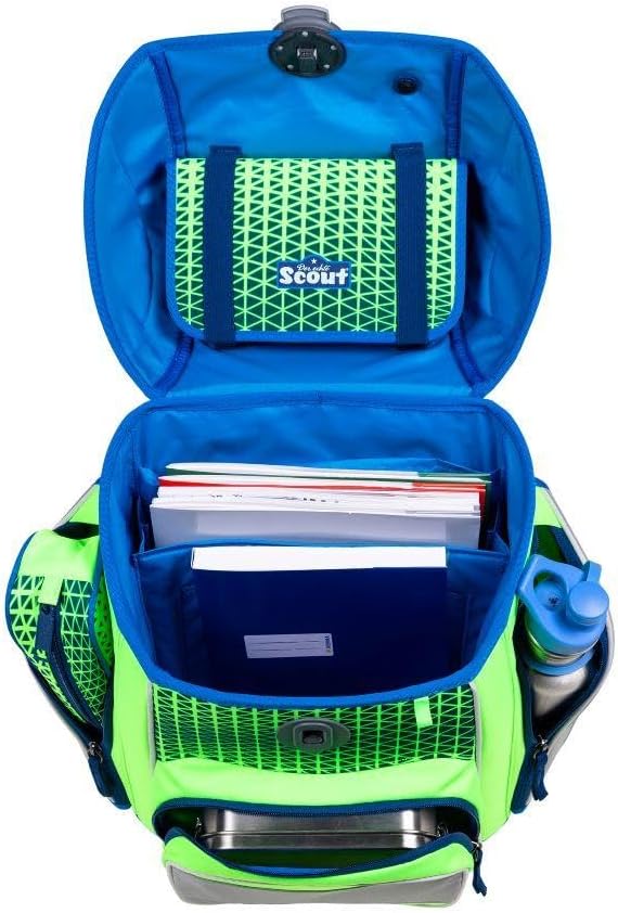 Scout Genius Neon Safety Schulranzenset Set 4-teilig Green Gecko