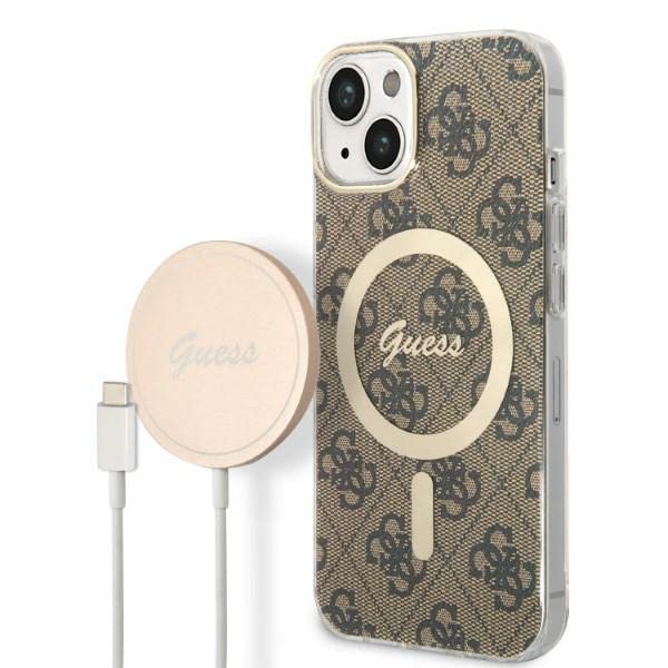 Guess Bündeln GUBPP14MH4EACSW Hülle und Ladegerät iPhone 14 Plus 6,7" braun Hard case 4G Print