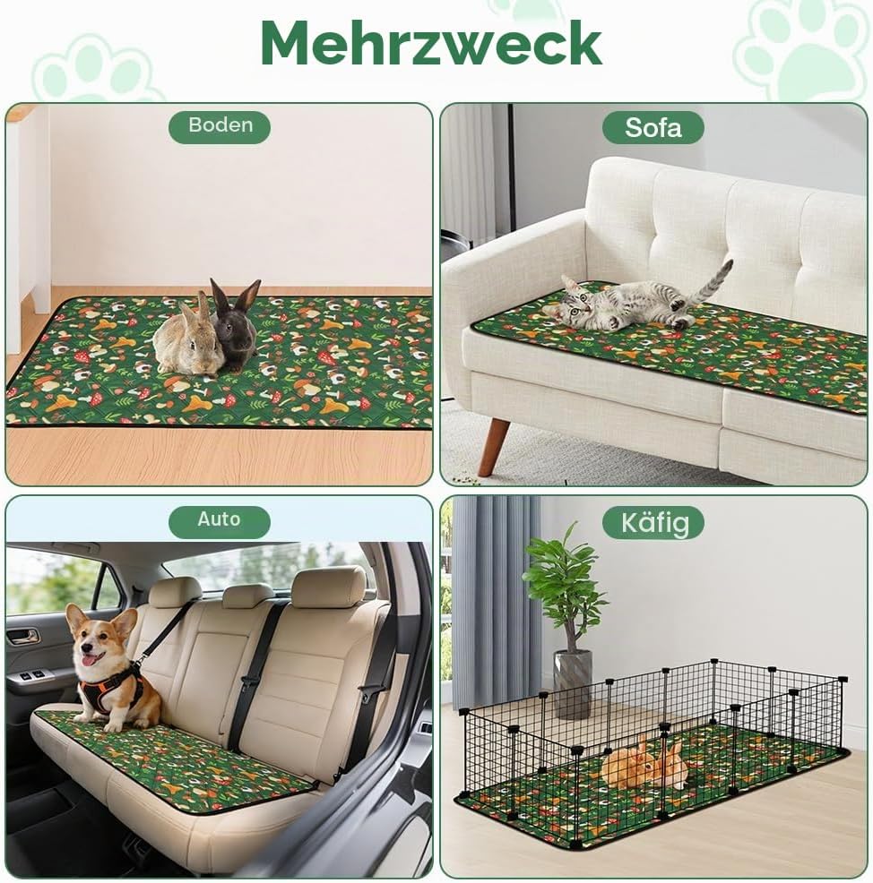 Wiederverwendbare PIPI Pads Matte für Meerschweinchen, 2PC Waschbar und 4 Lagen Super Saugfähige Unt