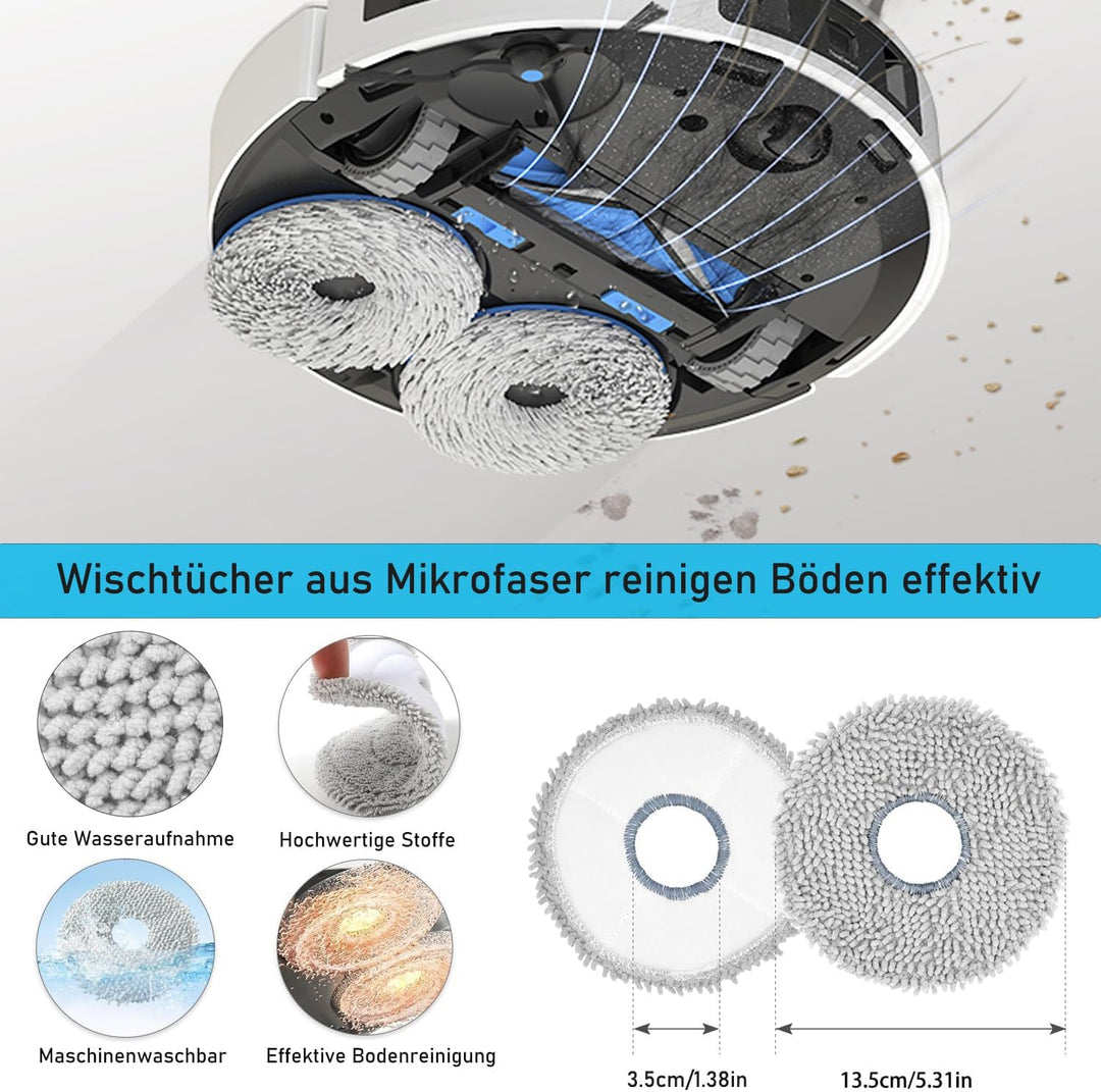 Zubehörset für ECOVACS DEEBOT T30 Omni / T30 Pro Omni, Saprdii 6 Antibakterielle Staubbeutel, 6 Mopp