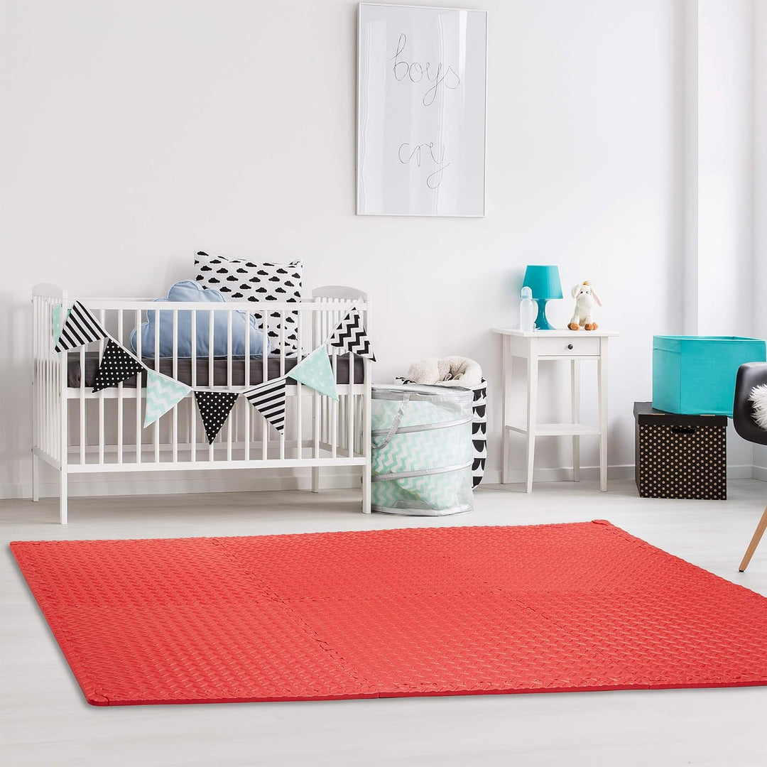 Relaxdays 16 x Bodenmatte, Schmutzmatten für Fitness & Fitnessgeräte, mit Randstücken, Eva, Fläche 6