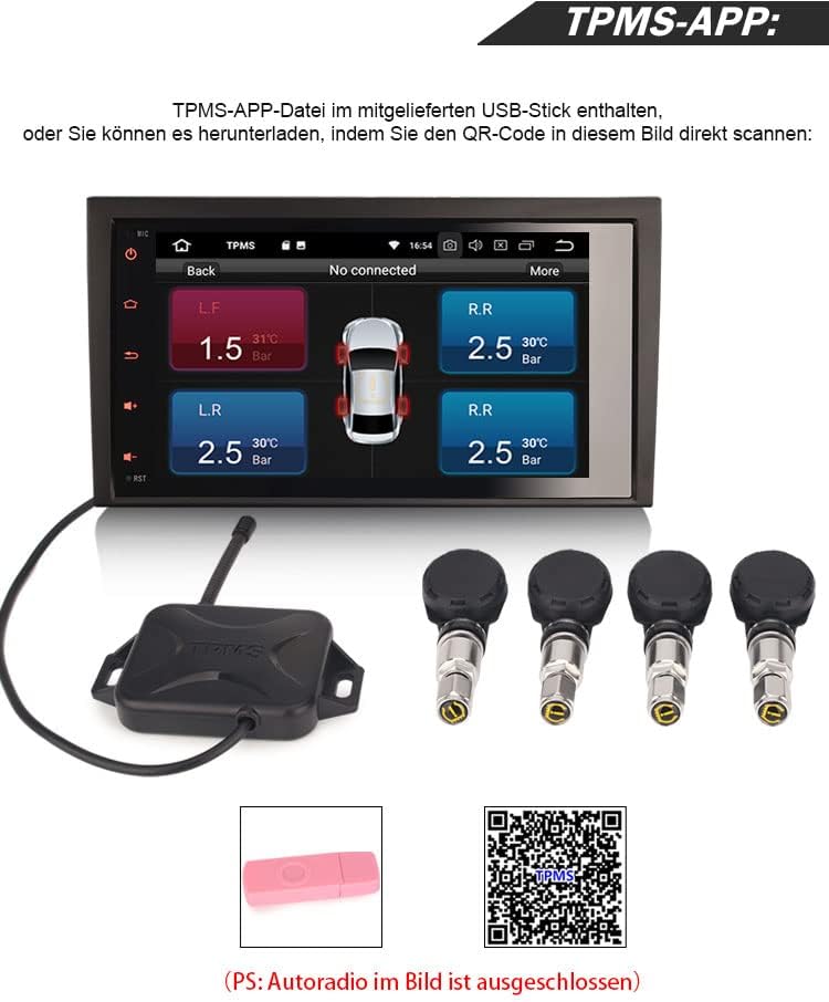 erisin Universal USB Reifendrucksensor Reifendruckkontrollsystem USB TPMS Modul Reifendruckprüfer mi