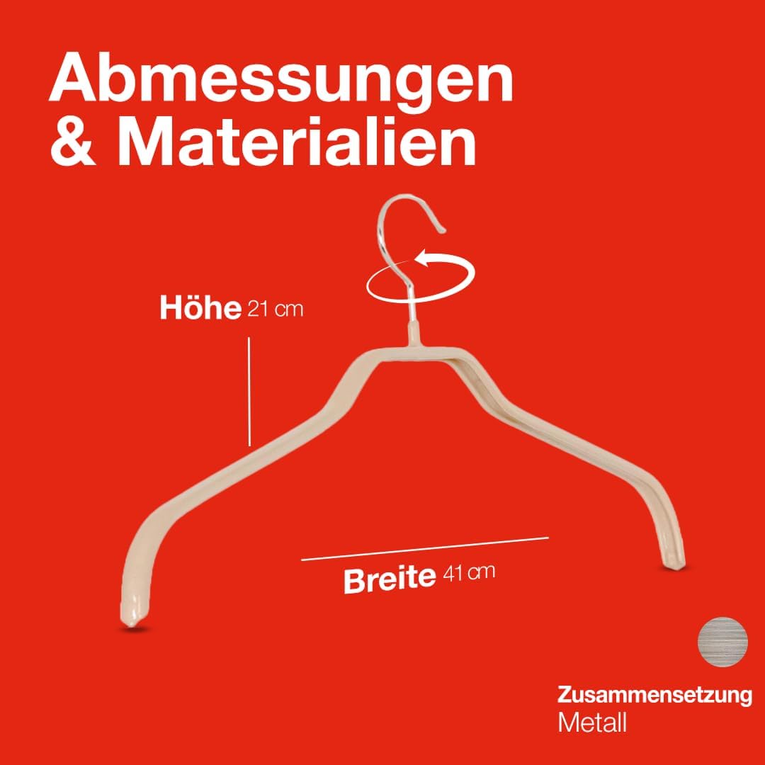 MAWA Kleiderbügel, Set mit 10 platzsparenden und rutschfesten Bügeln, ideal für Hemden und Blusen, m
