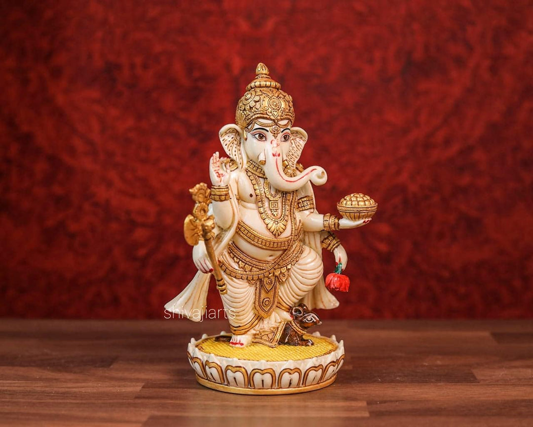 SHIVAJI ARTS Ganesh Statue, Lord Ganesha Statue, 19,1 cm, handgemalte Staubmarmor Ganesha, Ganesh fü