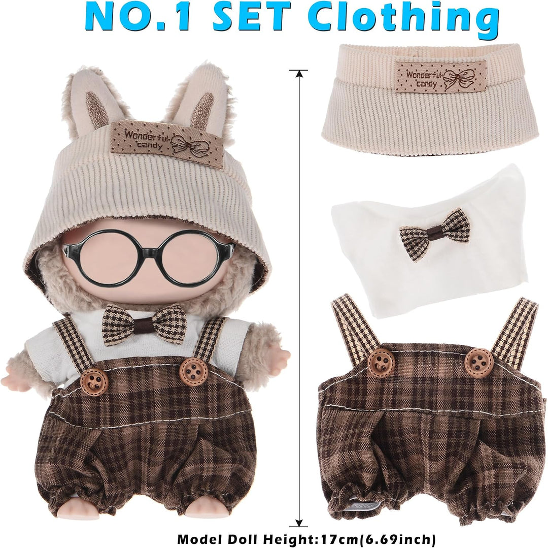 Insgesamt 6 Sets Puppenkleidung Outfits Zubehör für 17cm Puppen Inklusive: 5 Hut, 1 Haarpinne, 6 Top