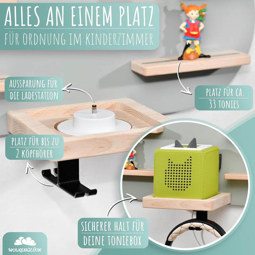 Tonie Regal (Wolke) zur Aufbewahrung der Tonie Box und bis zu 33 Tonies Hörfiguren - Magnetisches To