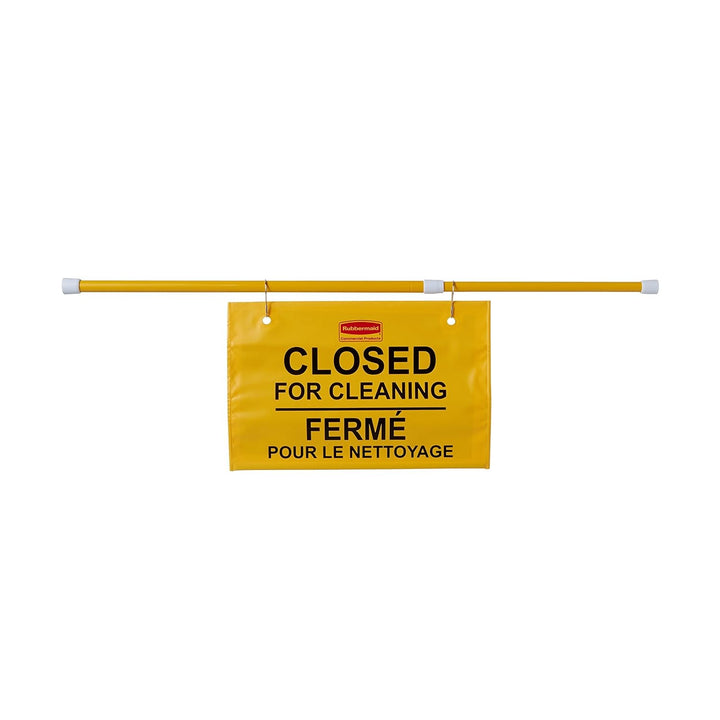 Rubbermaid Commercial Products Site Safety Hanging Sign Multilingual 'Closed for Cleaning' - Yellow