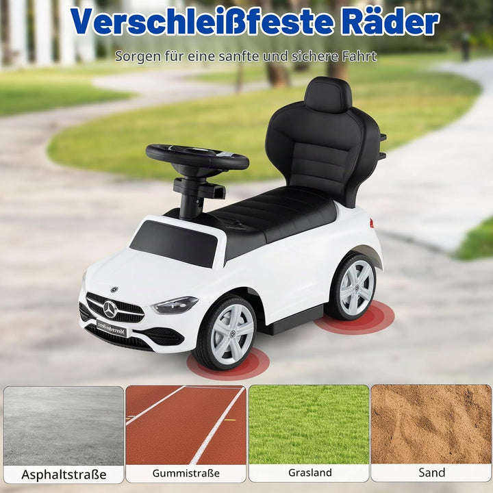SOARS 3-in-1 Mercedes-Benz Rutschauto, Rutschfahrzeug mit Abnehmbarer Schiebstange, verstellbarem So
