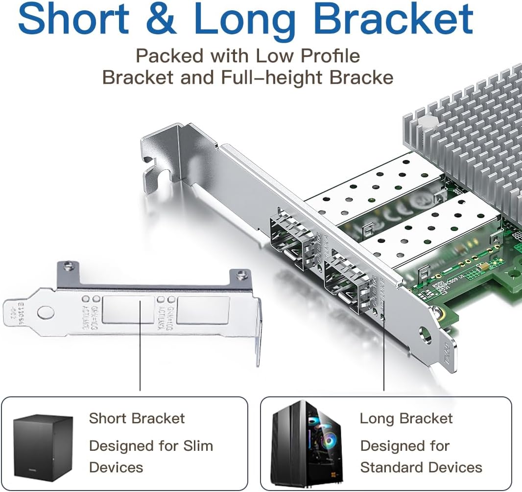 H!Fiber.com 10Gb SFP+ PCI-E Netzwerkkarte NIC, with Broadcom BCM57810S Chip, Dual SFP+ Port, PCI Exp