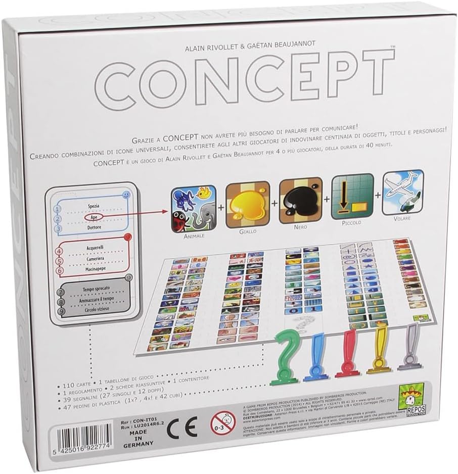 Asmodee - Konzept, Brettspiel, 4-12 Spieler, 10+ Jahre, italienische Ausgabe Konzept Singles, Konzep
