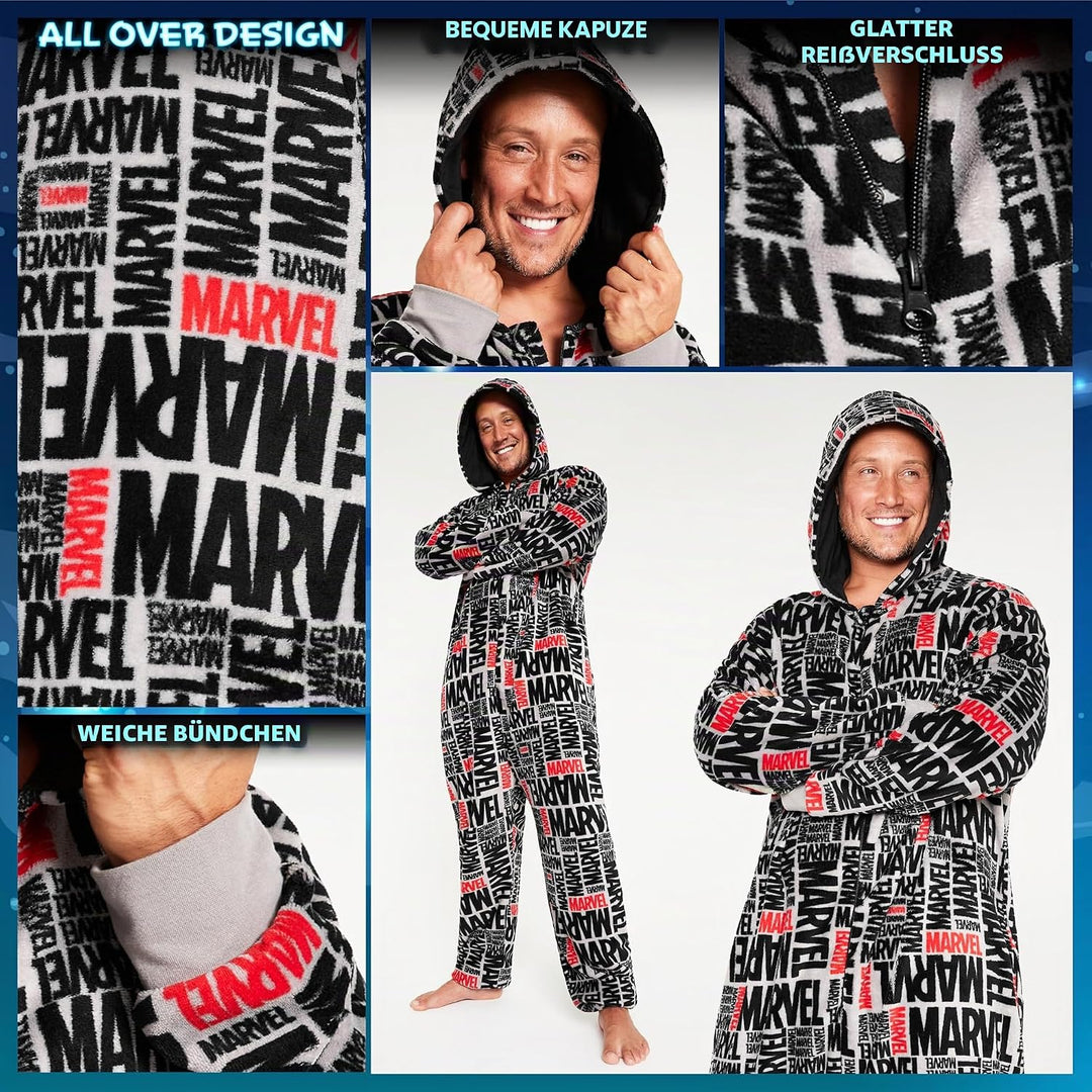 Marvel Kapuzen Flausch Fleece Onesies für Herren und Jugendliche - Bequeme Loungewear S-3XL - Gesche
