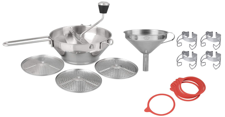 Dr. Oetker Passiergerät-Set, Passiermühle und Einmachtrichter aus Edelstahl, Universalbügel für Vers