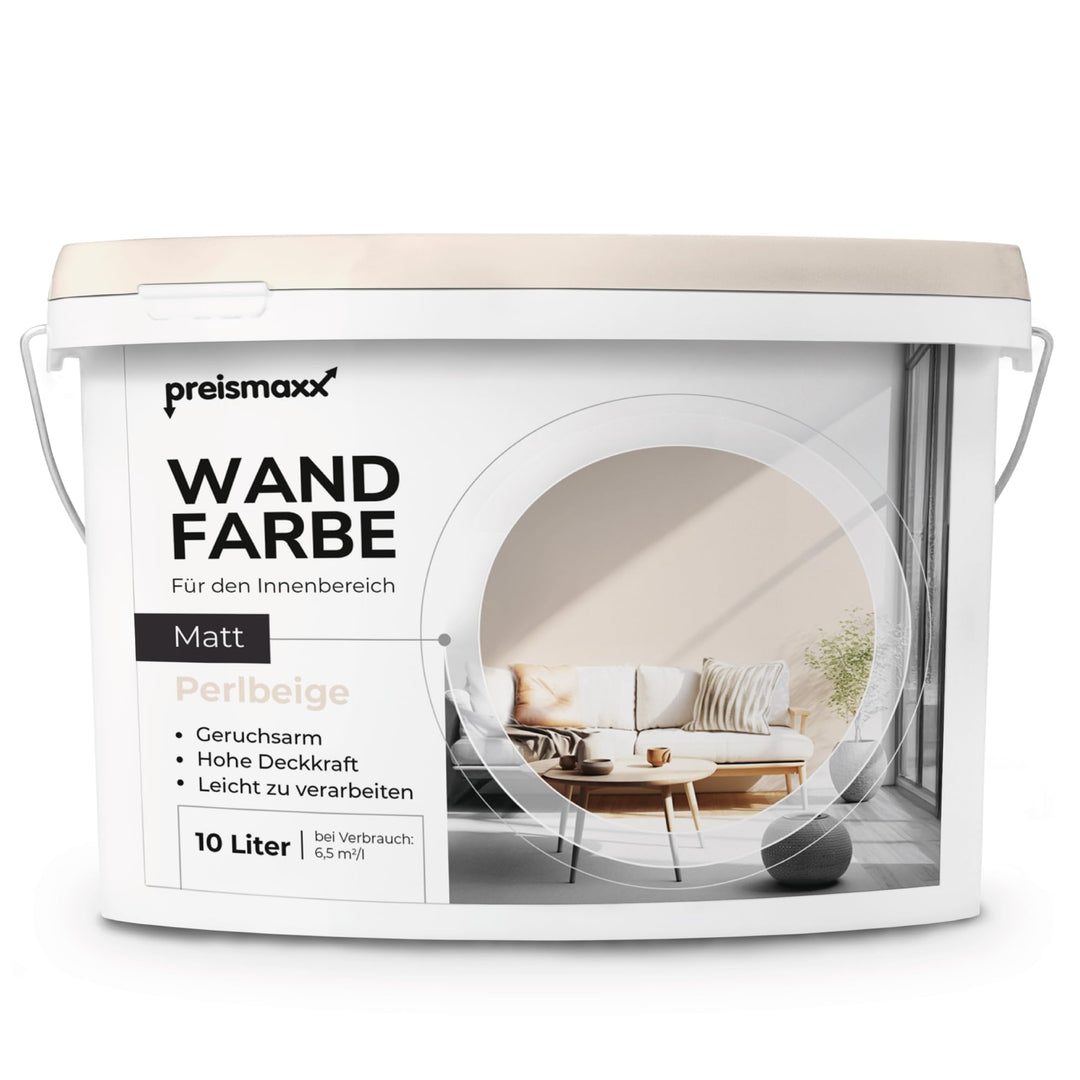 Preismaxx Profiweiss urban colors, bunte Wandfarbe, beige, perlbeige, pearl beige 10L, Innenfarbe, h