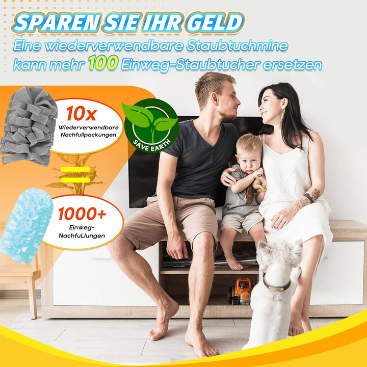 KEEPOW für Swiffer Staubmagnet Nachfüllpack, Mikrofaser für Swiffer Staubmagnet Wiederverwendbar, Su